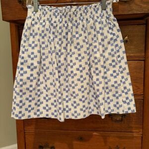 Madewell white w/ blue print mini skirt size XS Fully Lined